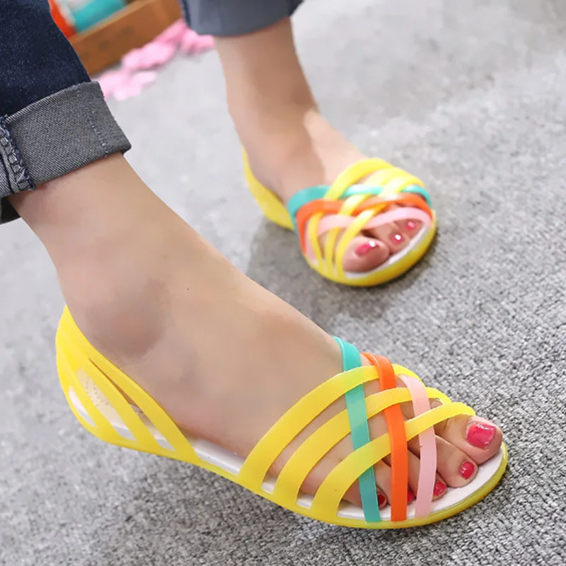 Сандалии желе женские плоская подошва клоги летняя обувь|Боссоножки и сандалии| |