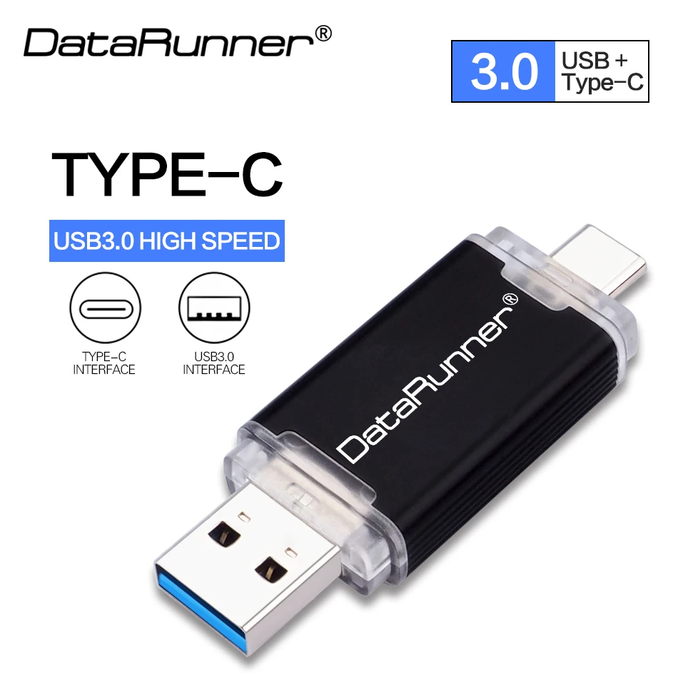 Флеш накопитель DataRunner OTG USB 2 в 1 3 0 и Type C флеш 512 гб 256 128 64 32 флешка высокоскоростной