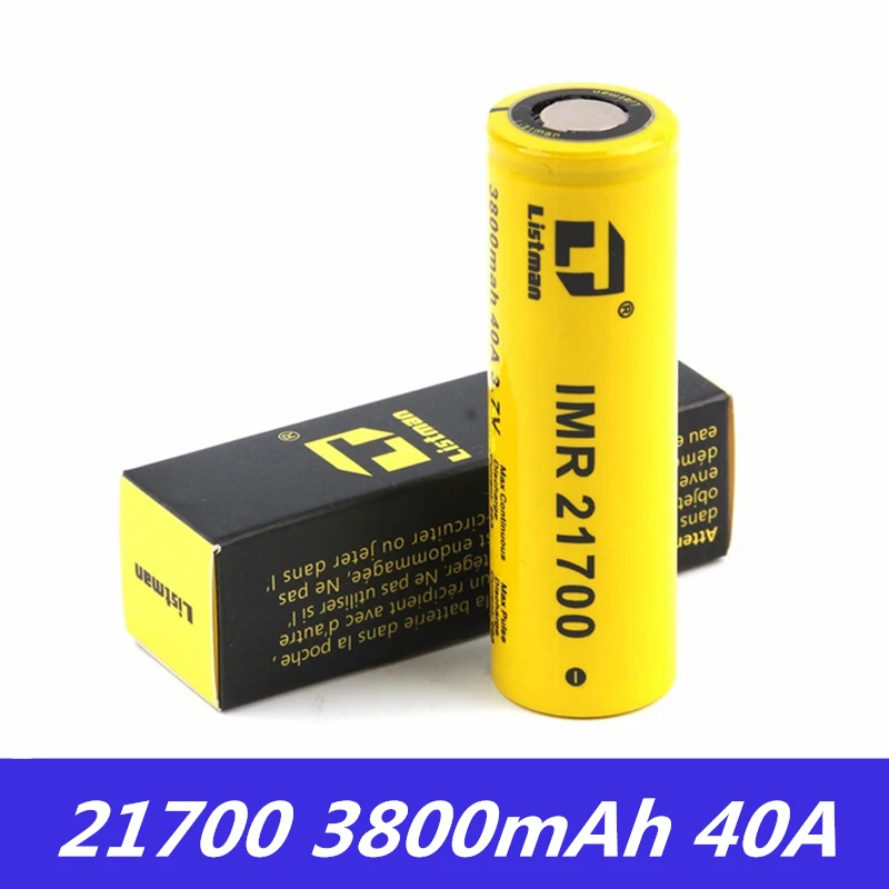 

Vape Battery Listman IMR 21700 Rechargeable Lithium Battery 3.7V 3800mAh 40A E-Cigarette Battery For Ijoy Captain Vape Box Mod