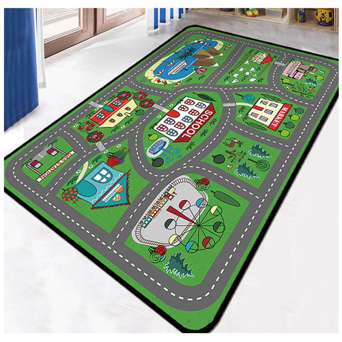 

Miniature City Street Carpet Square Anti-Skid Area Floor Mat 3D Rug Non-slip Mat Dining Room Living Soft Carpet Kids Mat 08