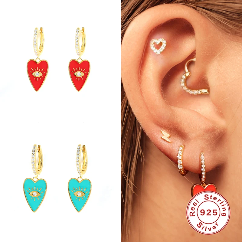 

BOAKO Angel Eyes 925 Sterling Silver Earrings For Women Enamel Earrings Dangle Pendientes Gift 2021 Trend Cartilage Aros Colores