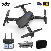 xkj 2021 new mini drone 4k hd wide angle dual camera height hold wifi fpv dron rc foldable quadcopter helicopter gift toys