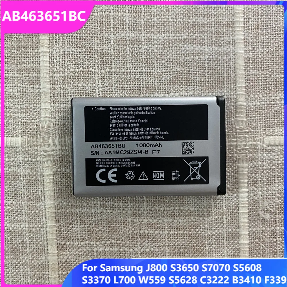 Оригинальный запасной аккумулятор AB463651BC для Samsung J800 S3650 S7070 S5608 S3370 L700 W559 S5628 C3222 B3410