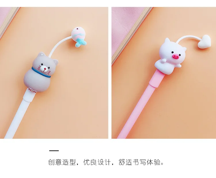 4 штуки в партии Kawaii мягкие животные Кошка Кролик Хомяк гелевая ручка подпись ручка Эсколар. школьные канцелярские товары поощрительный подарок