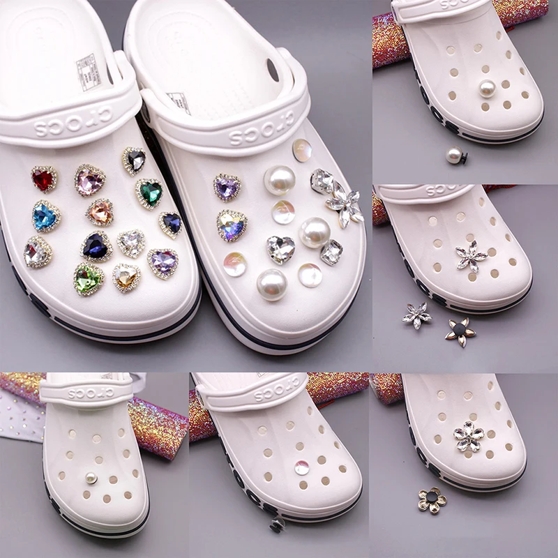 

24styles Crystal Pearl Shoe Charms Rhinestone JIBZ Shoe Accessories Decorations Jibits For Croc Bracelet Fit Bracelets Kid Shoe
