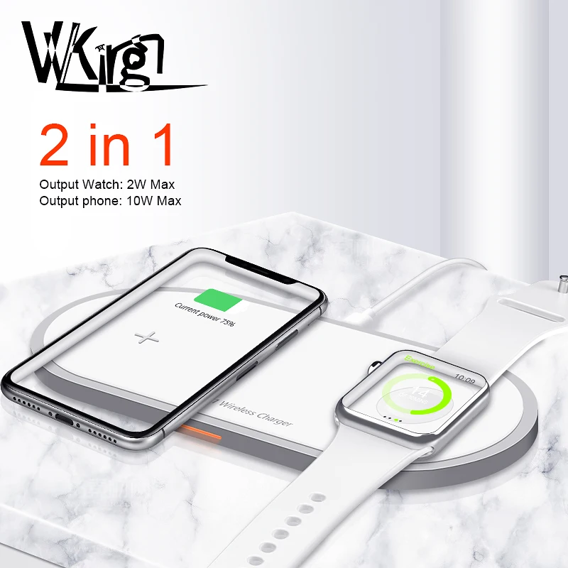 VVKing Беспроводное зарядное устройство для Apple Watch 4/3/2/1 магнитное 2 в 1 быстрое iPhone Xs