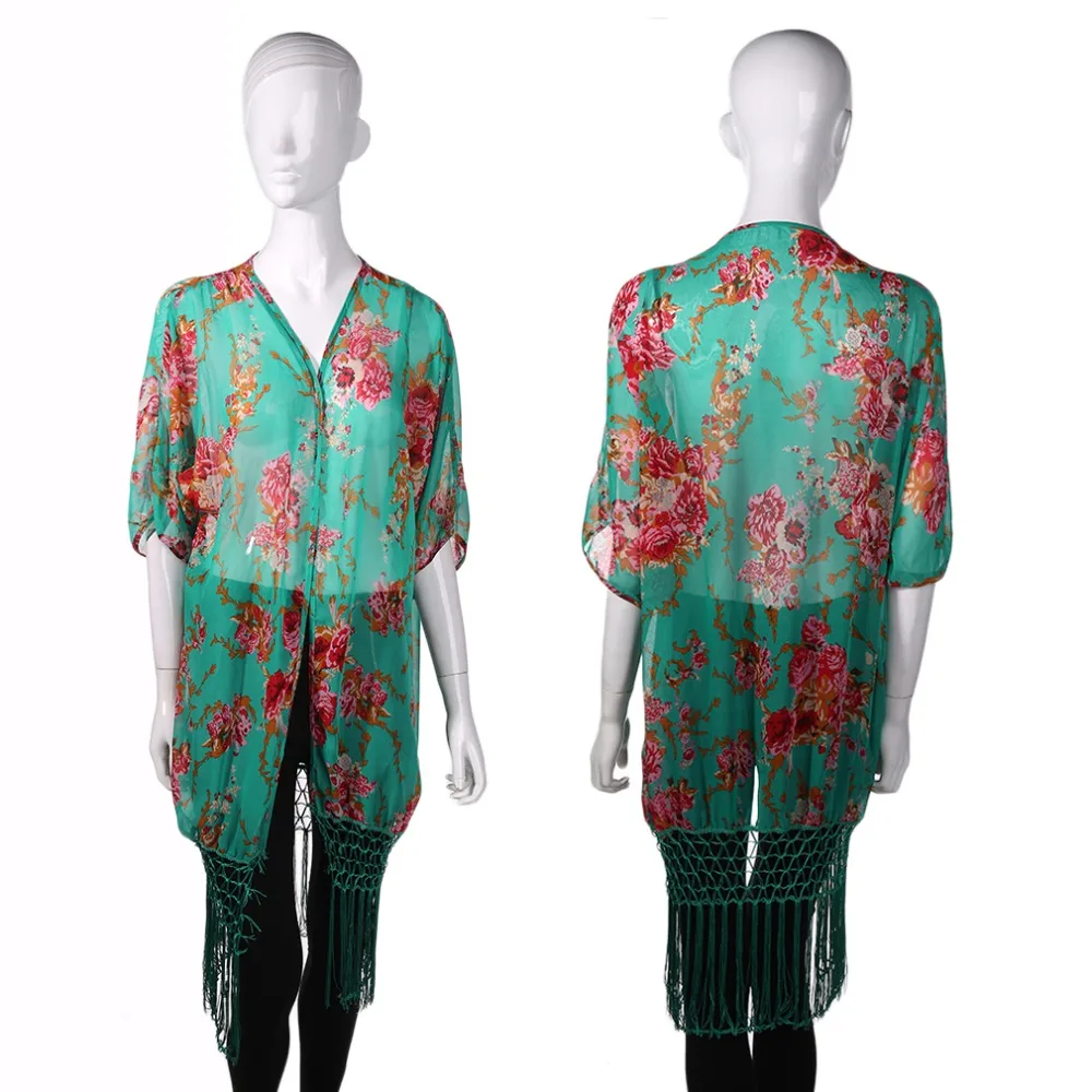 Модное Стильное женское элегантное шифоновое покрывало с кисточками и бахромой