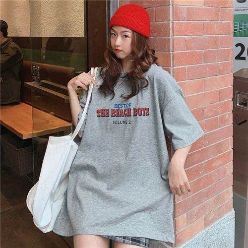 

Casual Loose Fashion Basic Letter Printed All Match Oversize College Wind Street Hot Sale Women Female Short Sleeve Top T-shirts