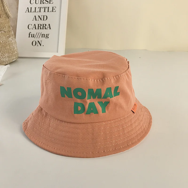 

2021 Children Letter Print Fisherman Cap Adjustable Leisure and Breathable Sun Visor for Boys and Girls Cotton Hats