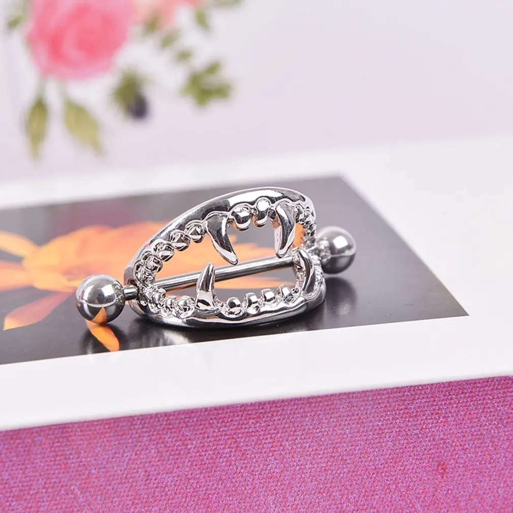 Гипоаллергенное кольцо для сосков штанга зубы Дизайн ниппель Бар язык кольца