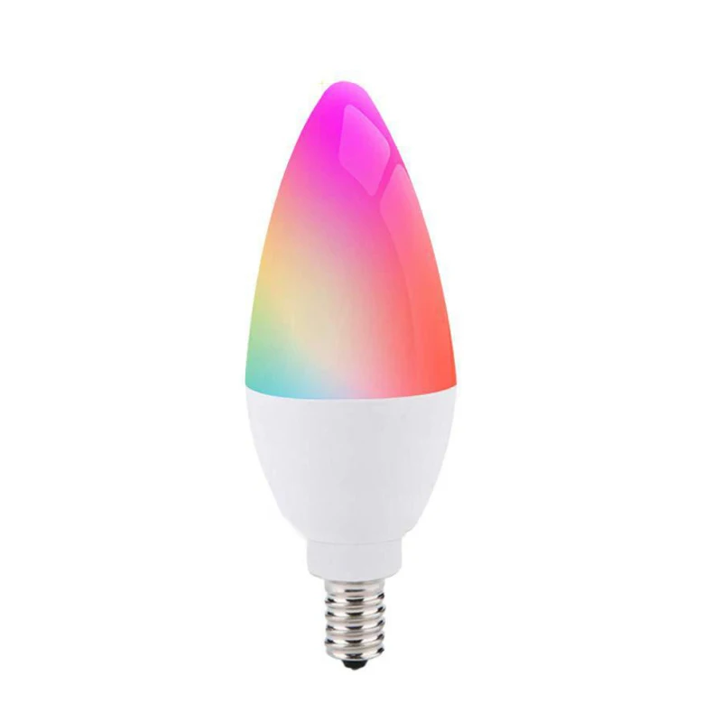 

1Pc E12/E14 Tuya Zigbee 3.0 Smart Candle Bulb RGBCW 5W LED Bulbs Voice Control Works With Alexa Google Home Smart Life
