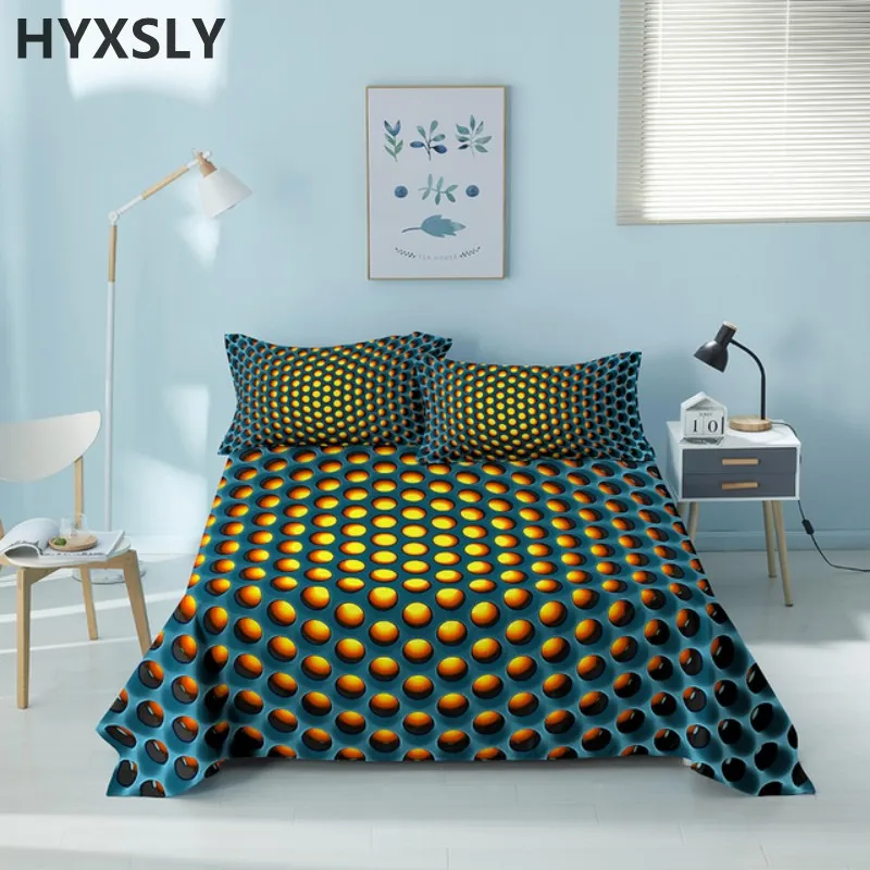 

Honeycomb Printed Bedsheet Set 3D Polyester Colorful Flat Sheets With Pillowcase Bed Linen For Children Adult Bedroom Decoration