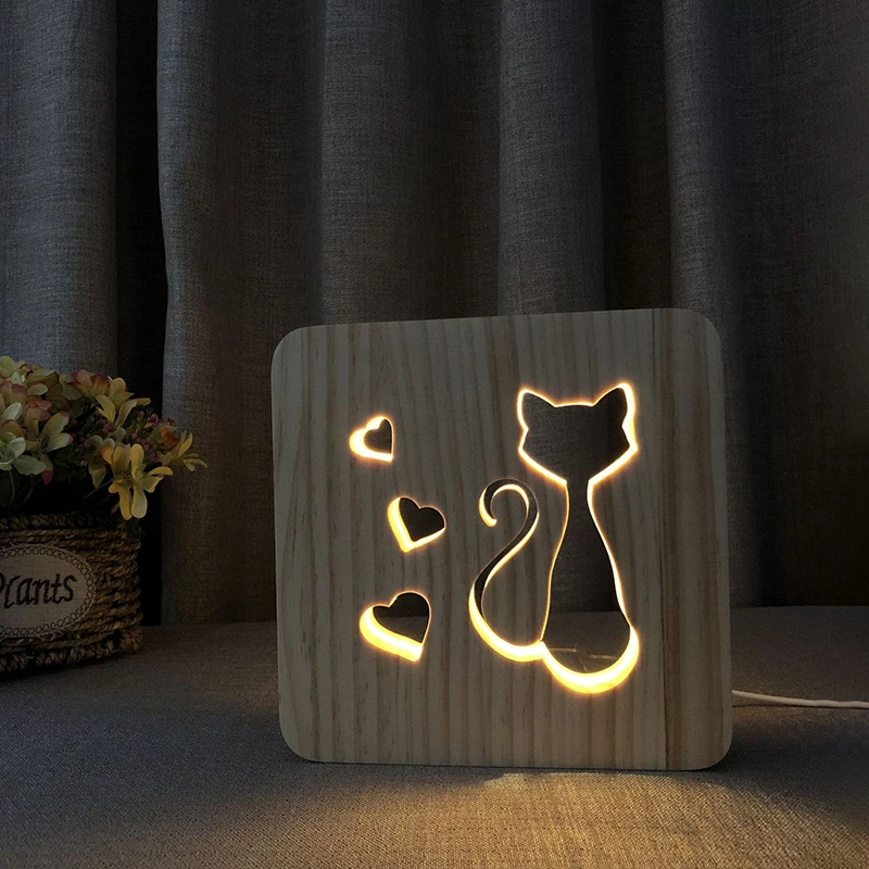 Modern Night Table Lamp Bedroom Bedside Creative Wood Led Desk Light Fixtures Art Deco tafellamp for Kid Children Christmas Gift