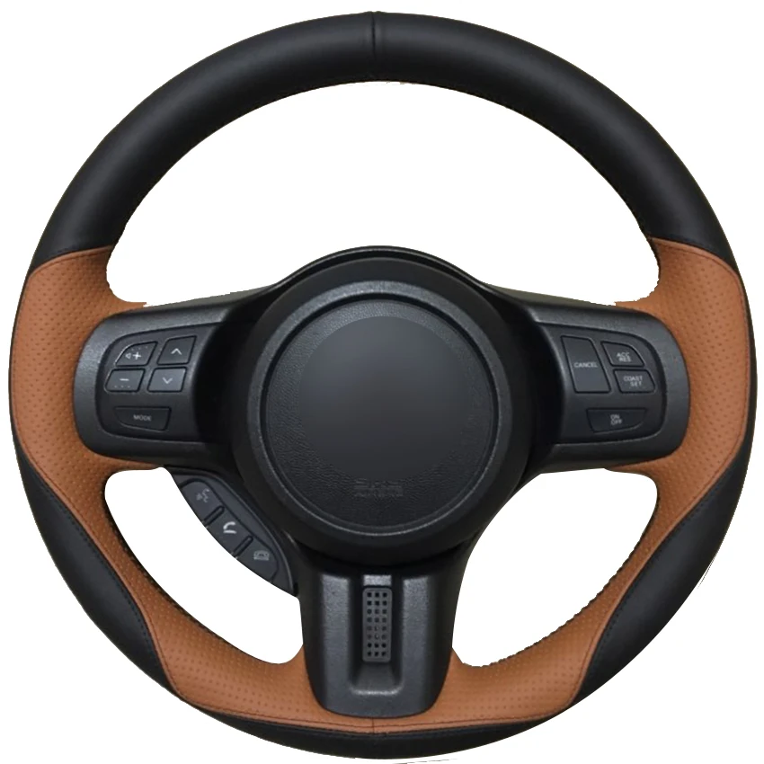 Черный кожаный коричневый чехол рулевого колеса автомобиля для Mitsubishi Lancer 10 EVO
