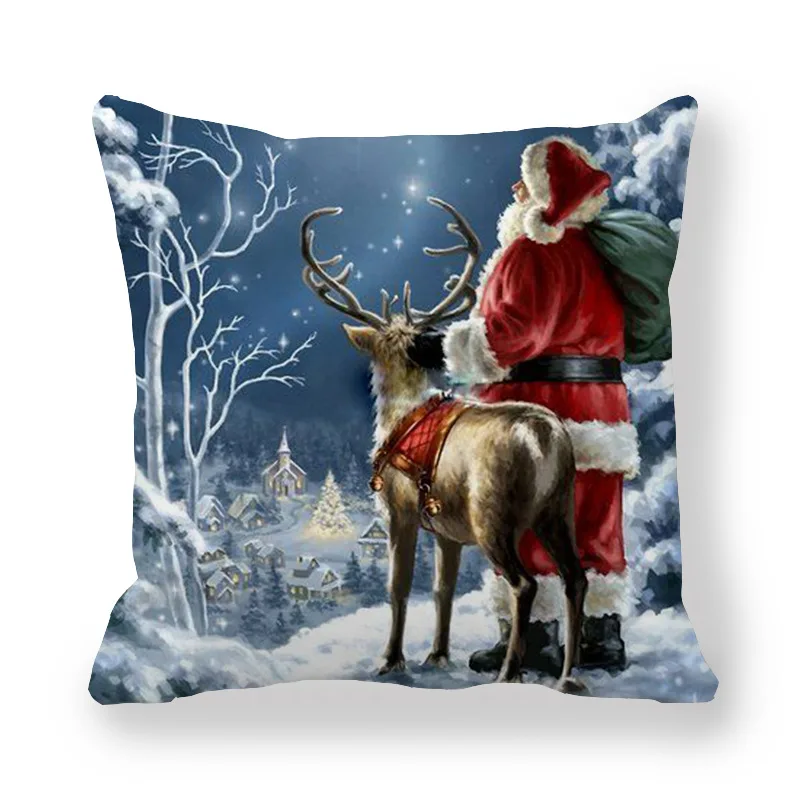 happy new year 2021 merry christmas decorations for home santa claus snowman elk style cushion cover 45x45cm for sofa car seat free global shipping