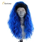 Харизма синтетический кружевной передний парик Омбре синие парики для чернокожих женщин термостойкие волоконные волнистые кружевные передние парики для косплея