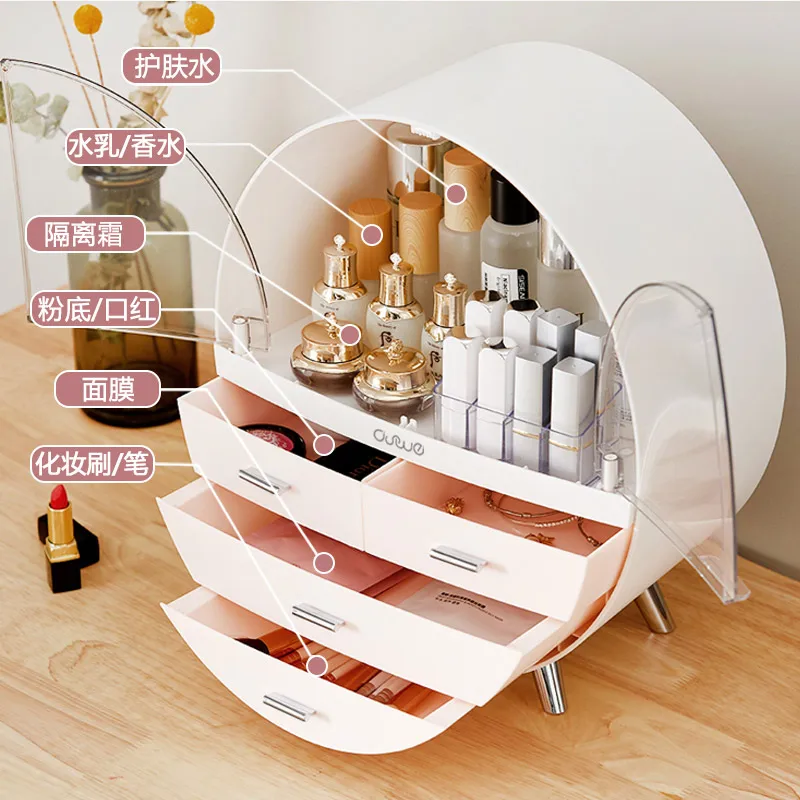 New Arrival Cosmetic Storage Box Desktop Rack Make Up Organizer Trinket Plastic Drawers Container Europe Glossy | Дом и сад