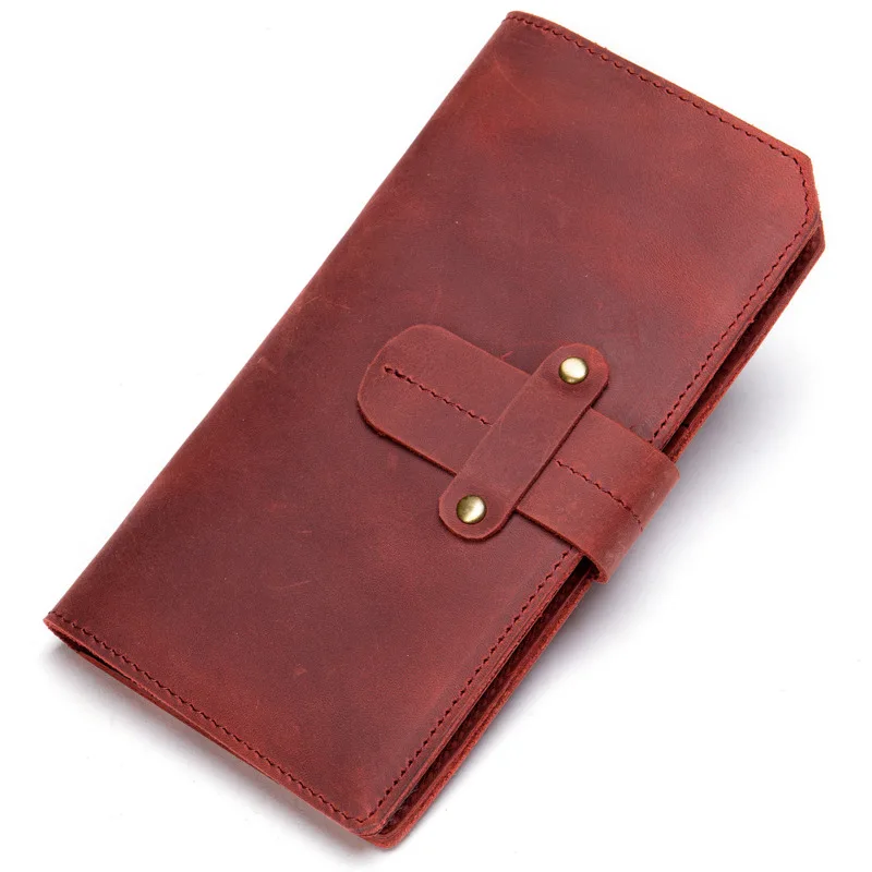 

Genuine Cowhide Men's Card Holde Retro Hasp Male Long Wallets Business Multi-function Men's Coin Pocket Casual Multi-card Purse