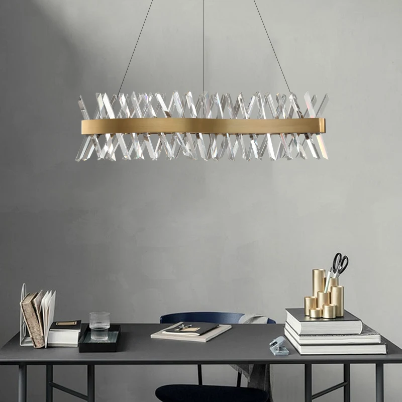 

Modern Lustre Crystal Led Pendant Chandelier Lighting Gold Metal Living Room Led Pendant Light Dining Room Hanging Lamp Fixtures