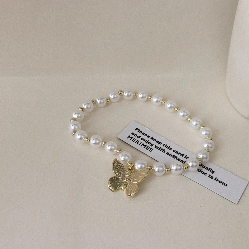 

Vintage Butterfly Natural pearl kpop Aesthetic bracelet for women boho jewelry birthday gift wholesale 2020 new