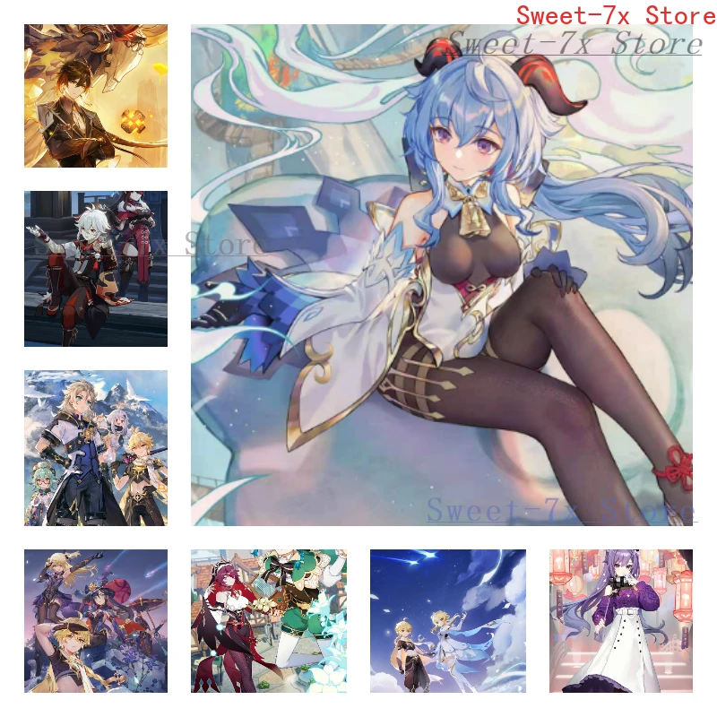 

Genshin Impact Game Poster Canvas Painting Art Nordic Posters and Prints Wall Pictures for Living Room Decoration Frameless