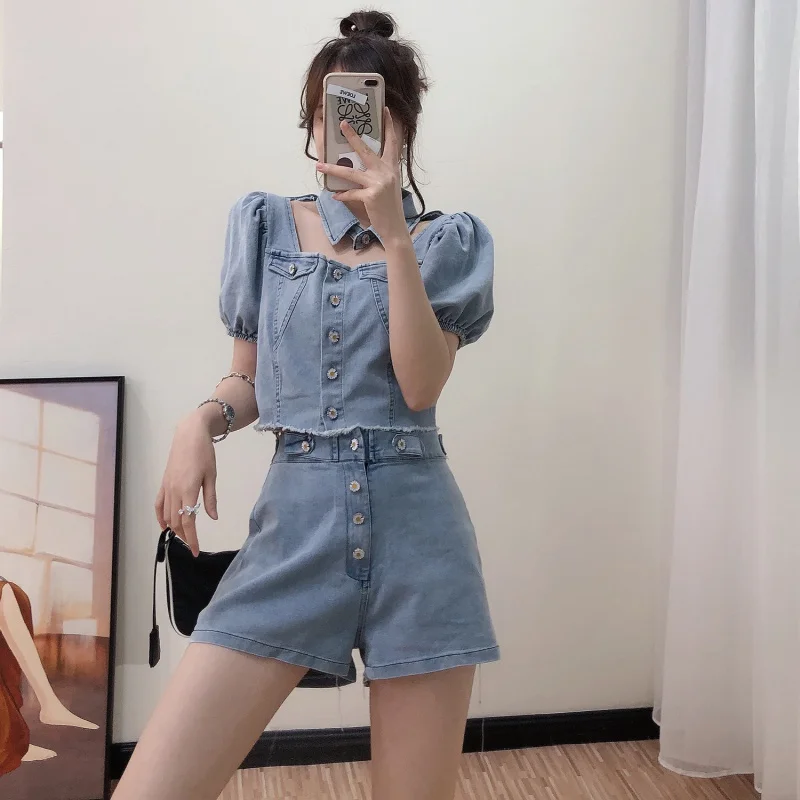 Комплект из двух предметов женский джинсовый базовый винтажный Модный