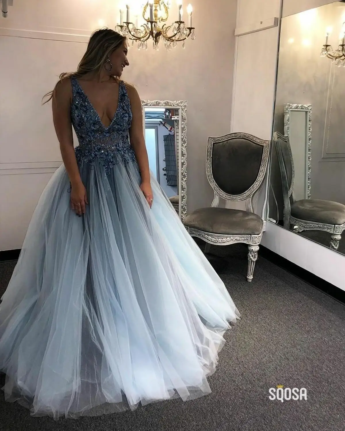 

Evening Dress 2020 A Line For Sxy Deep V Neck Women Turkey in Dubai Formal party long Night Prom Gowns Plus Size
