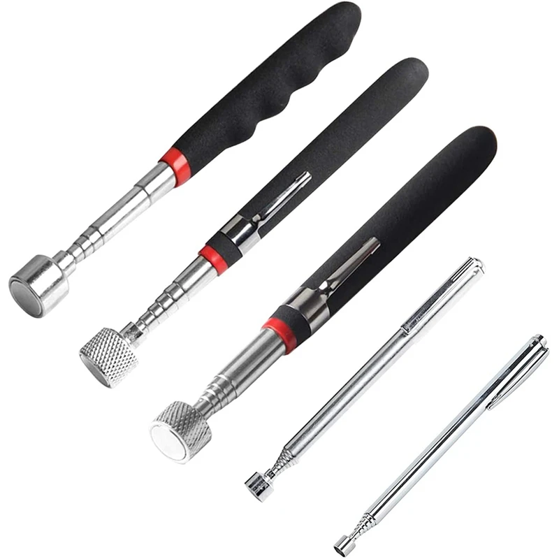

5 PCS Magnetic Telescopic Pick-Up Tool,Magnetic Sticker Gadget, Durable Telescopic Magnetic Collector with Pocket Clip