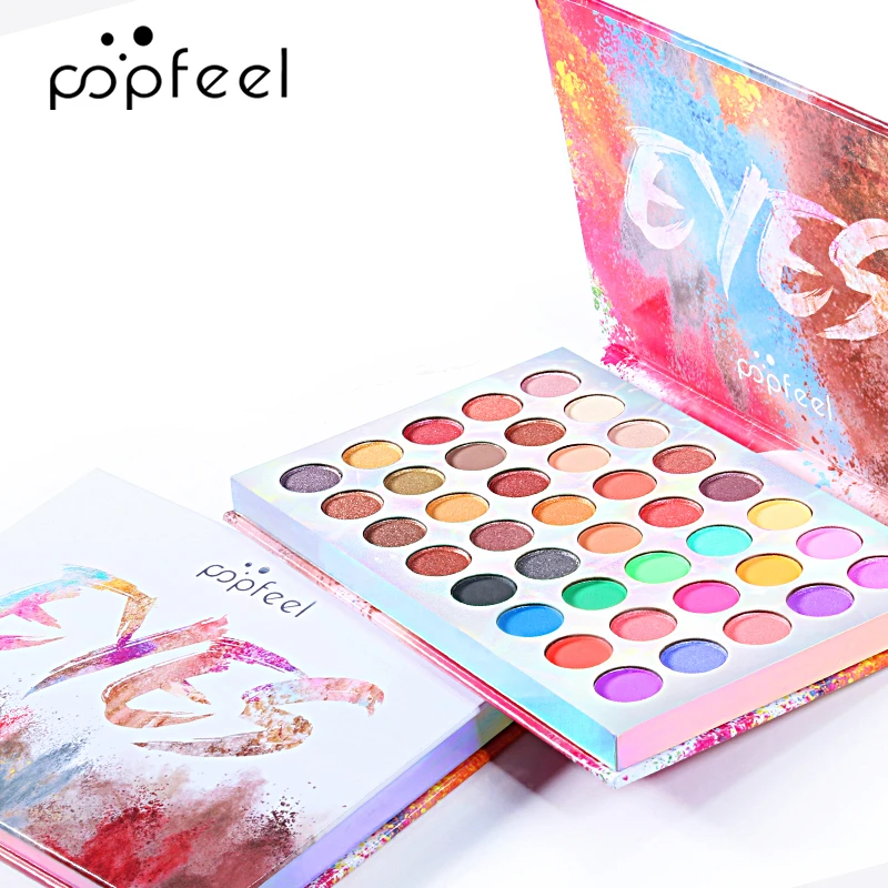 

POPFEEL High Pigmented Makeup Palette , 40 Shades Metallic Shimmers Eyeshadow Sweatproof and Waterproof Eye Shadows