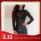 Футболка женская прозрачная с длинным рукавом и высоким воротом