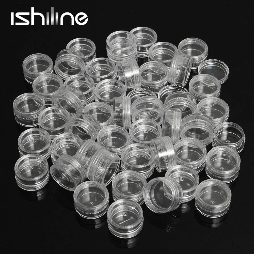 50pc/Lot 5g Sample Clear Cream Jar Mini Cosmetic Bottles Containers Transparent Pot For Nail Arts Small Clear Can Tin For Balm