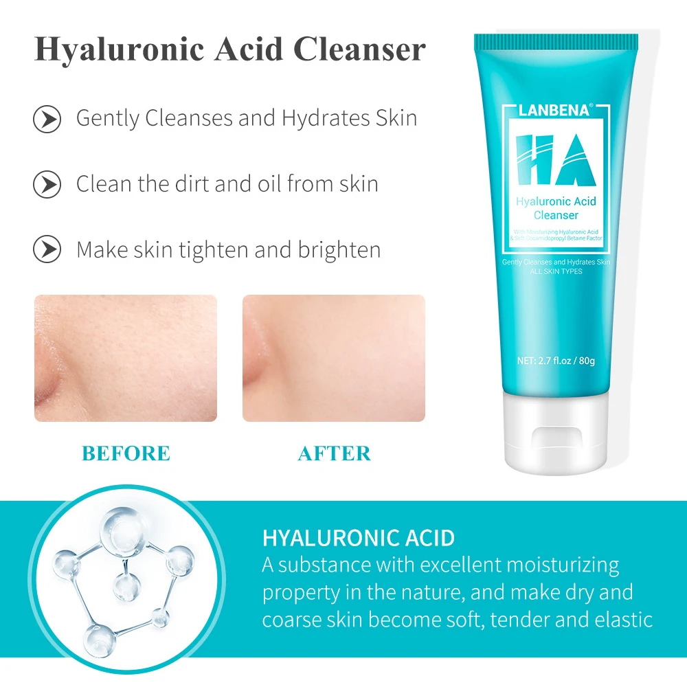 LANBENA, очищающее средство для лица, Пенка для умывания, очищающий крем для лица, увлажняющий, глубокое очищение, контроль жирности, усадка пор, уход за лицом