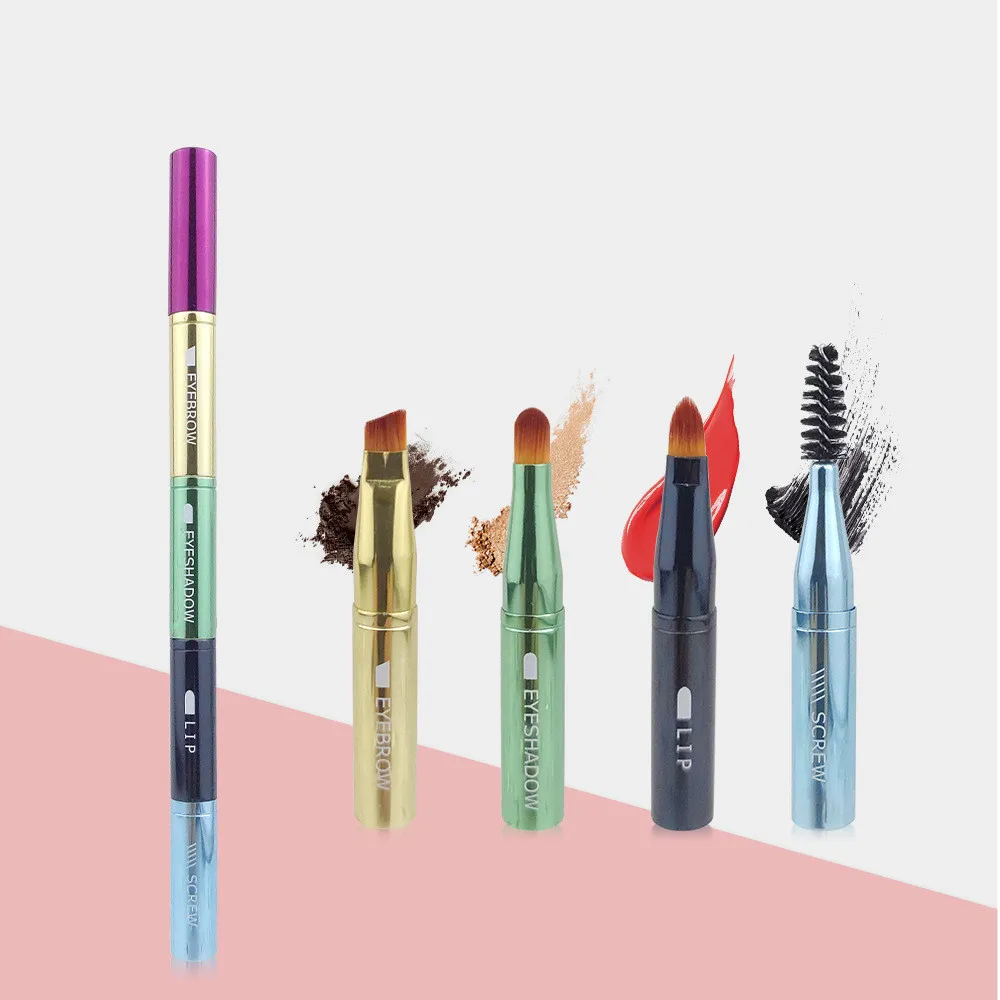 4 в 1 Профессиональный набор кистей для макияжа портативная кисть растушевки тени