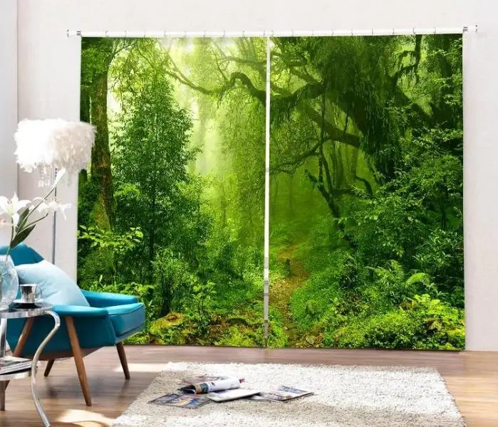 

Green Forest Curtains High Quality Custom 3d Curtain