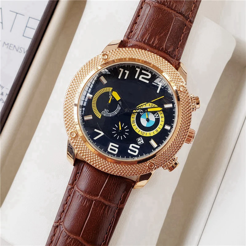 

Classic leather strap, round dial, hollow mechanical design, mechanical movement, 6-hand full-featured men’s casual watch.