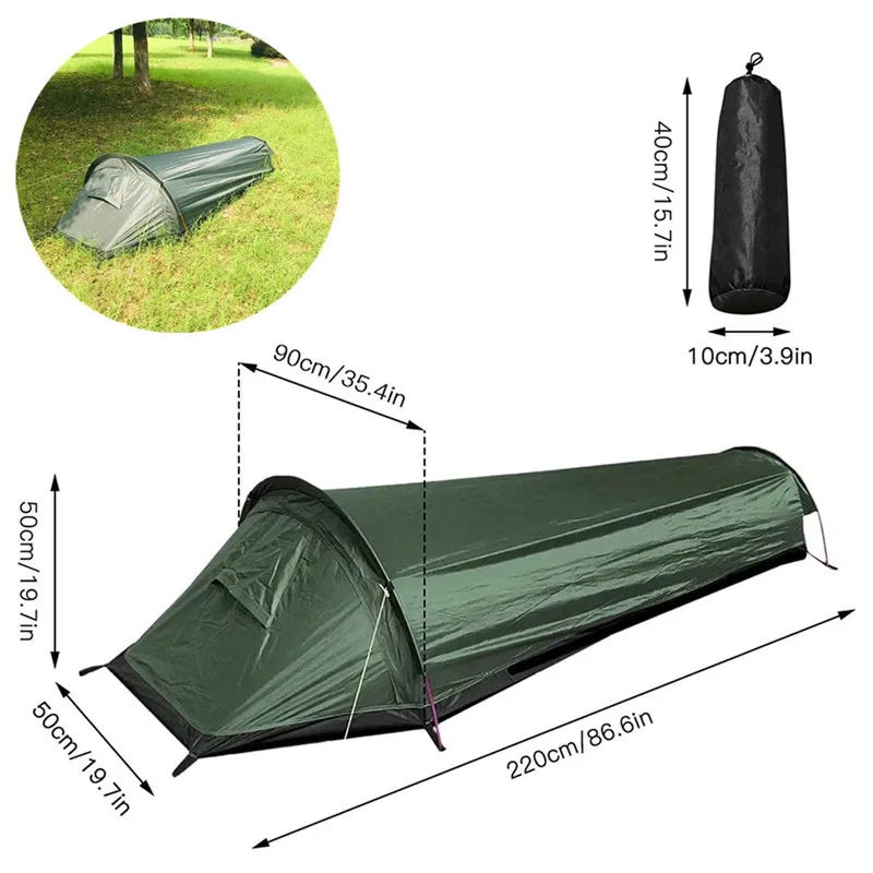 

Camping Tent Cabana Sleeping Bag 1 Person with Storage Bag & Stakes & Rope ultralight Oxford Cloth 100% waterproof sleeping bag
