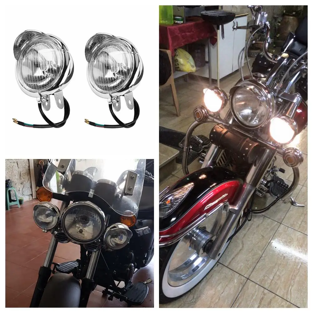 Yiwa 12v Universal Chrome Color ABS Motorcycle Fog Lights Headlight Lamp Light |