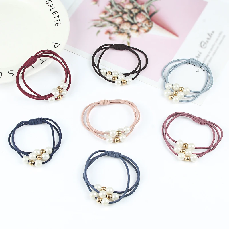 Милые эластичные резинки для волос с жемчужинами девочек в стиле принцессы