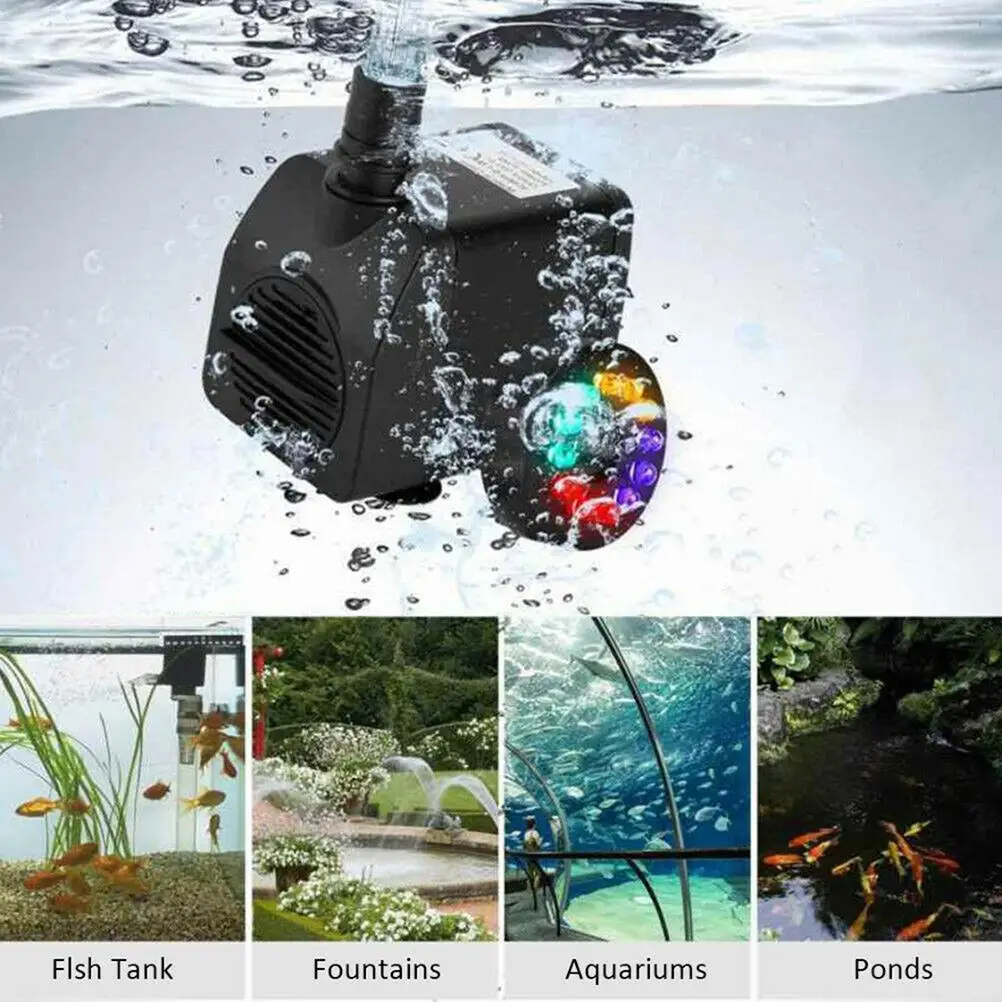 16 Вт водяной насос для фонтана твердой низкой Шум с светильник на открытом