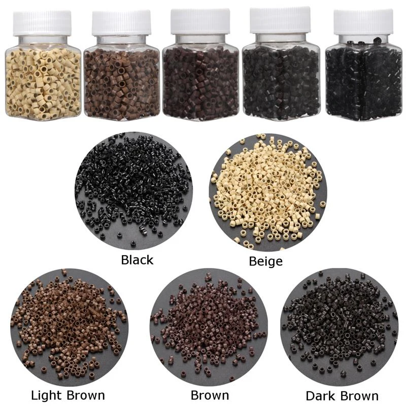 Микро кольца/бусины для наращивания волос 5 цветов 500 шт. 0 мм * 3 мм|Звенья кольца и