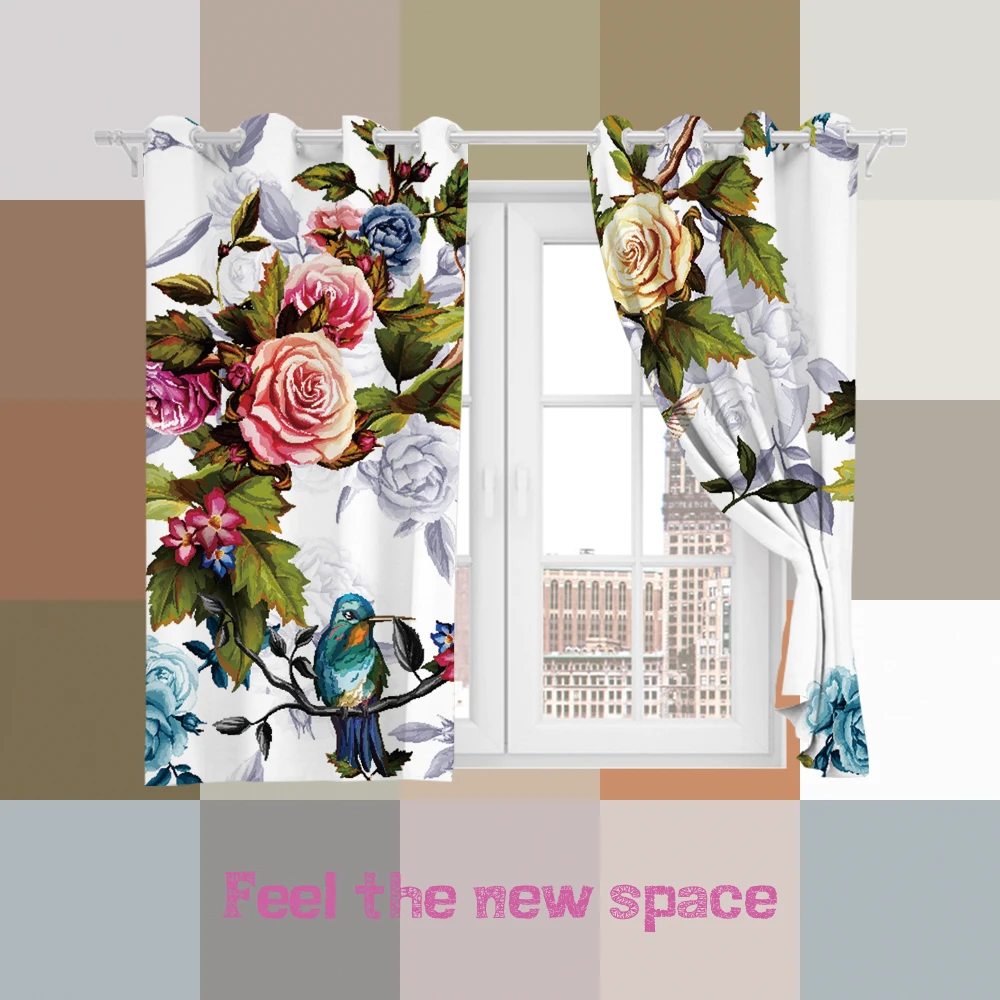 

Punch Hook Blackout Curtain Flower Customized Full Shade Sunscreen Blinds For Windows Home Kitchen Bedroom LivingRoom Decoration