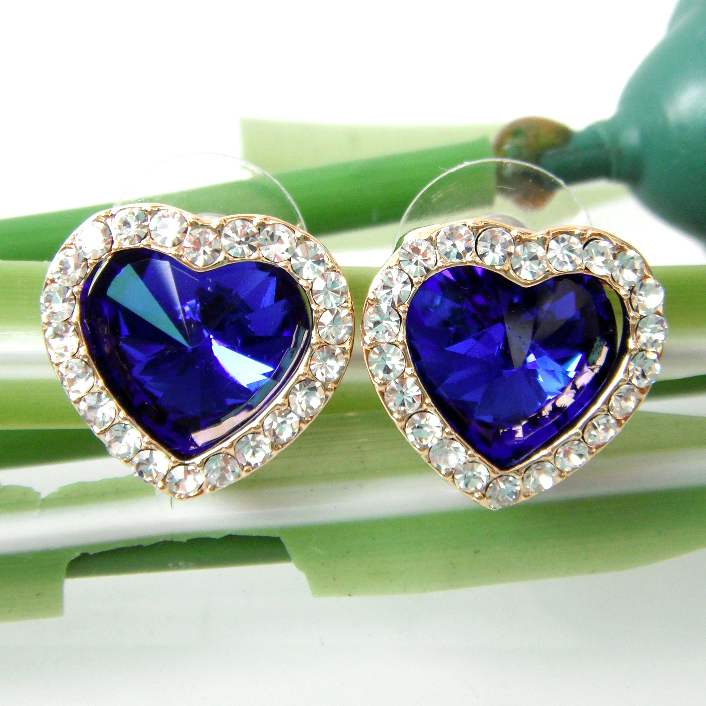 Серьги гвоздики в форме сердца Navachi желтые серьги с кристаллами из кубического