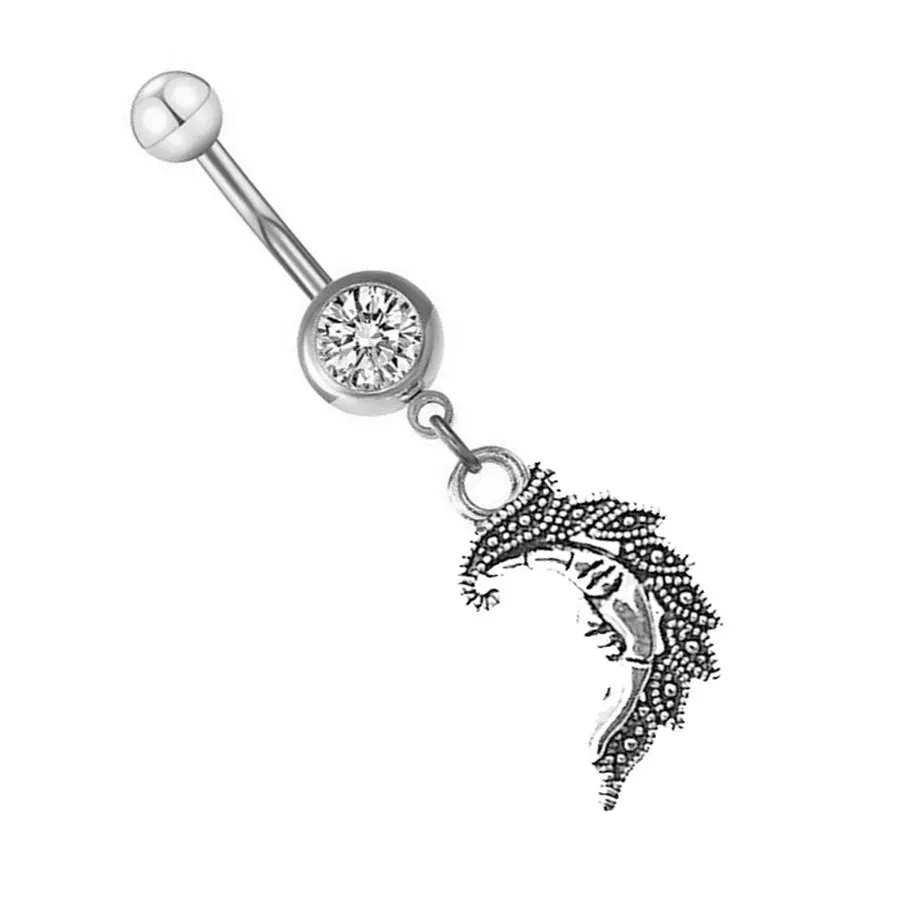 

20pcs/lot Vintage Moon Pendant Belly Ring Surgical Steel Bar Nombril Ferido Navel Jewelry