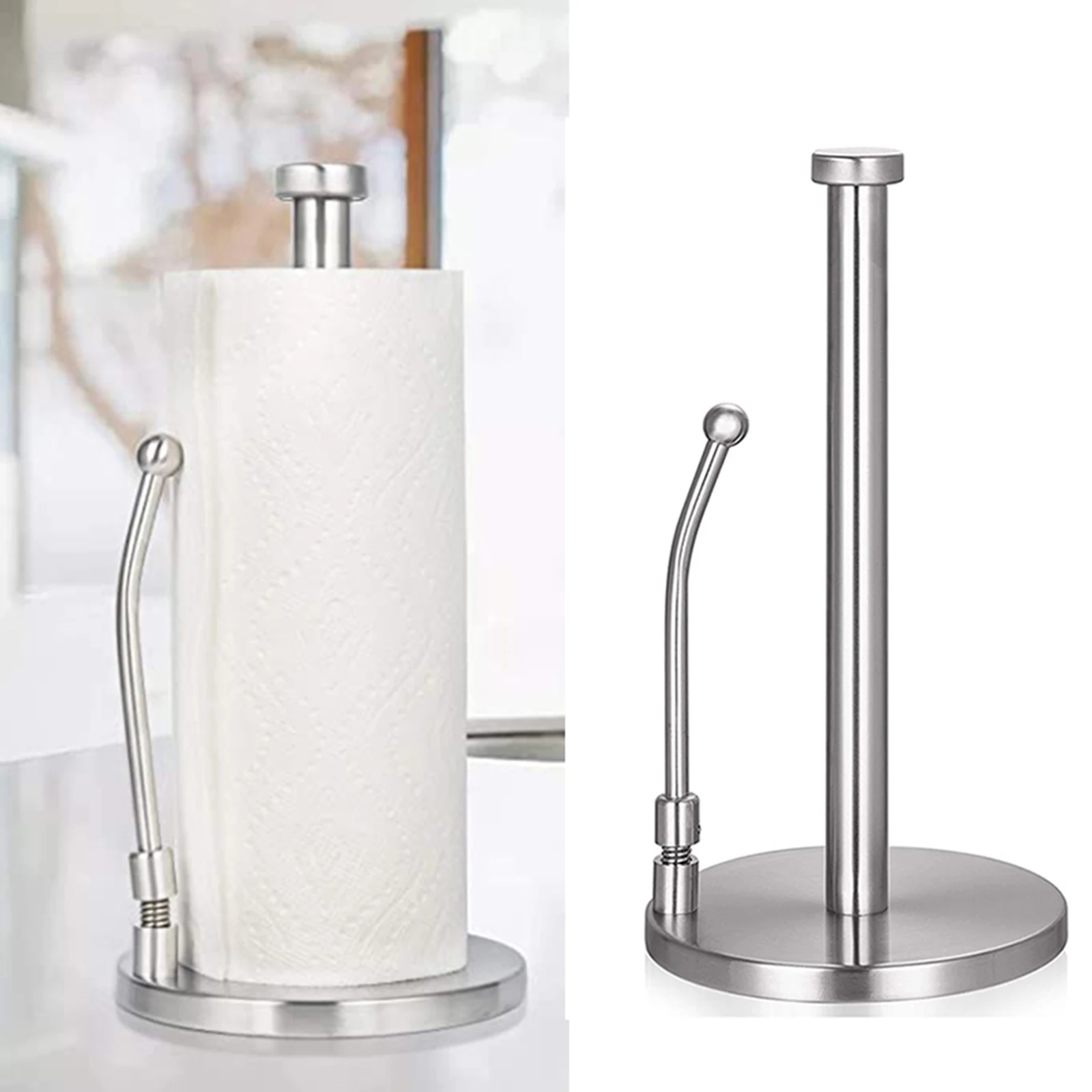 

Paper Towel Holder Stainless Steel Standing Paper Towel Organizer Roll Dispenser for Kitchen Countertop Home E2S