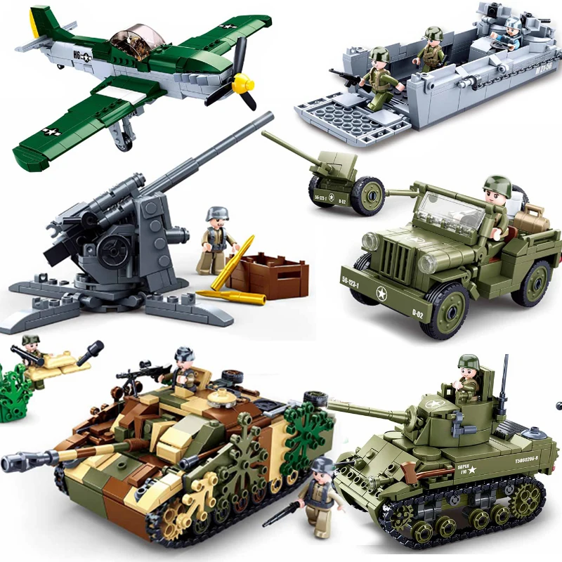 Sluban WW2 военный армейский Танк автомобиль бронированный боевой искусственный
