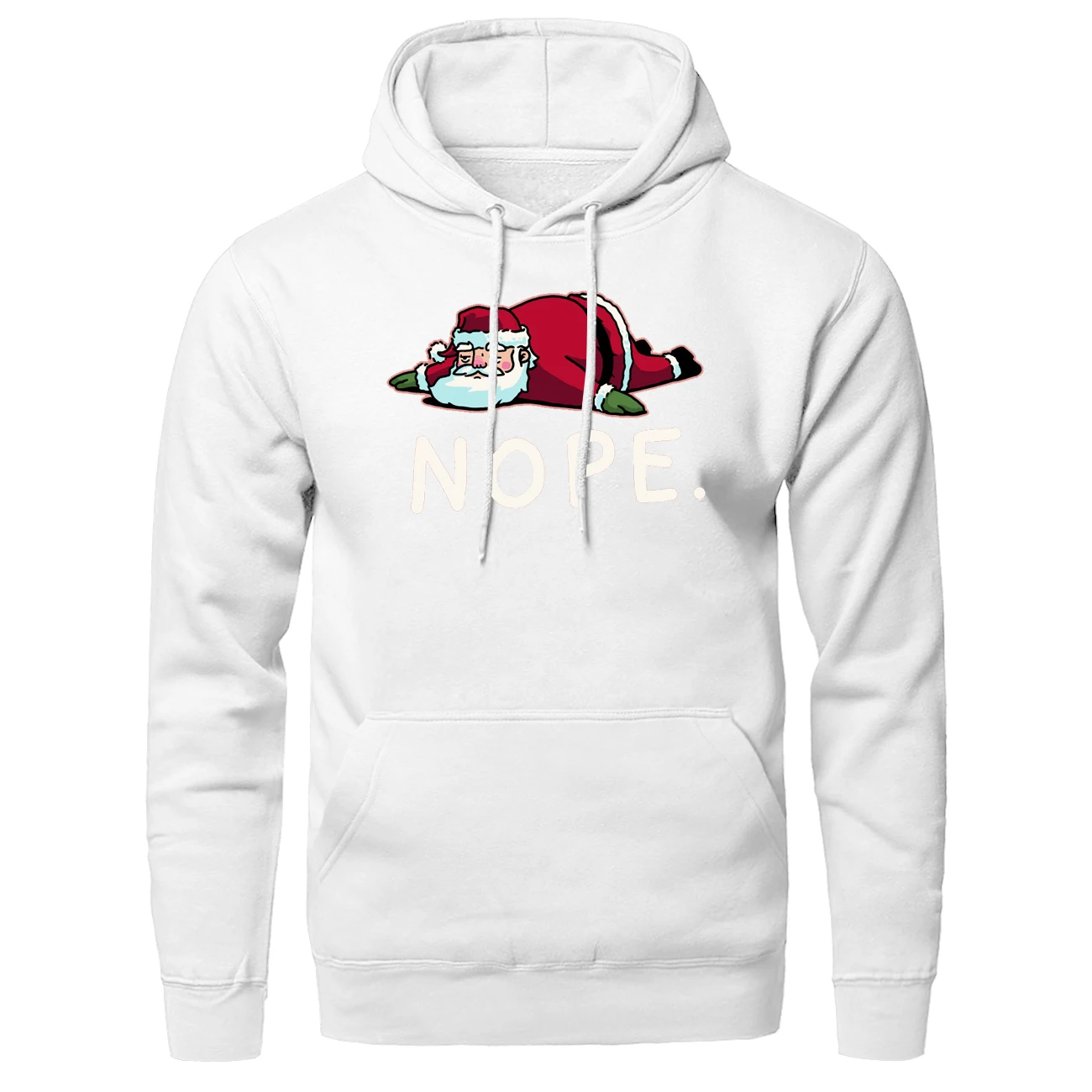 Мужская толстовка с принтом Санта Клауса одноцветная флисовая капюшоном