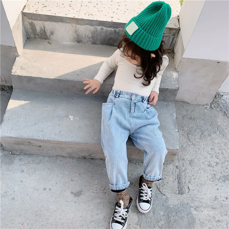 Зимние детские джинсы штаны Новое поступление корейский стиль хлопок чистый