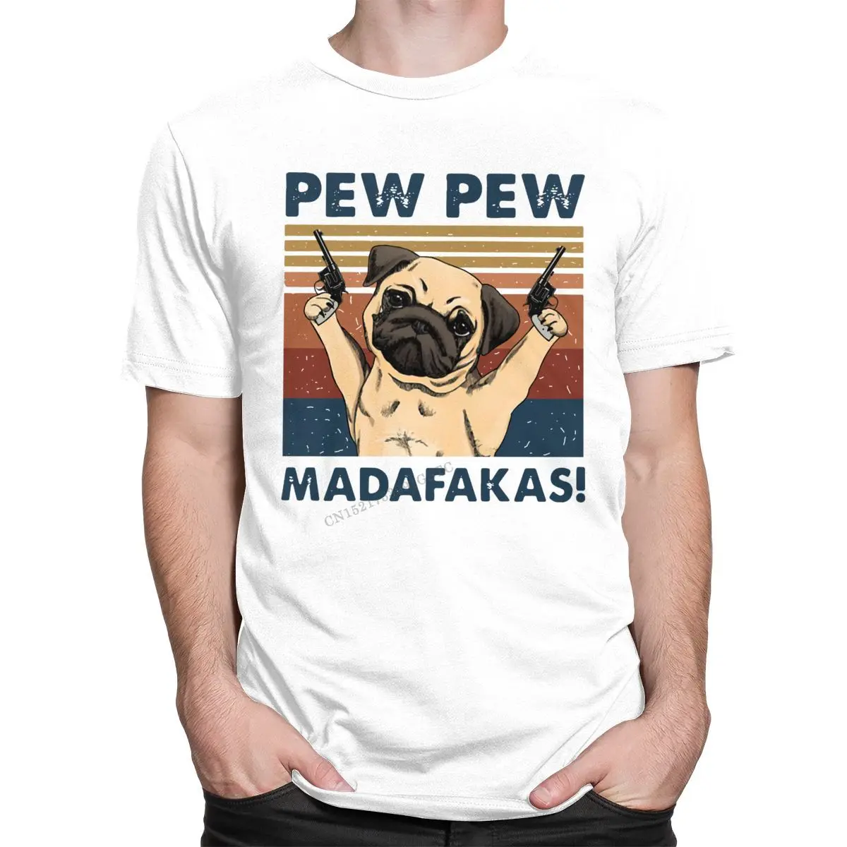 

Мужская винтажная Футболка с принтом Humor Pew Madafakas, забавная футболка из чистого хлопка, одежда для Мопса