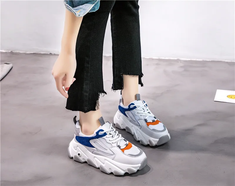 

Asumer Vulcanized Shoes Women Genuine Leather Platform Shoes Casual Breathable Mesh White Sneakers Woman Flat Shoes 2021