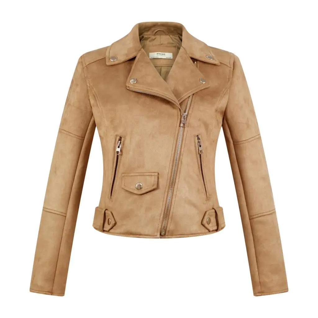 2021 New Arrial Women Autumn Winter Suede Faux Leather Jackets Lady Fashion Matte Motorcycle Coat Biker Blue Red Beige Outwear